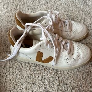 Veja White and Tan Sneakers
